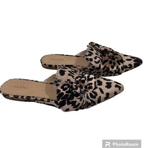 Aldo Leopard Print Pointed Toe Mule Flats